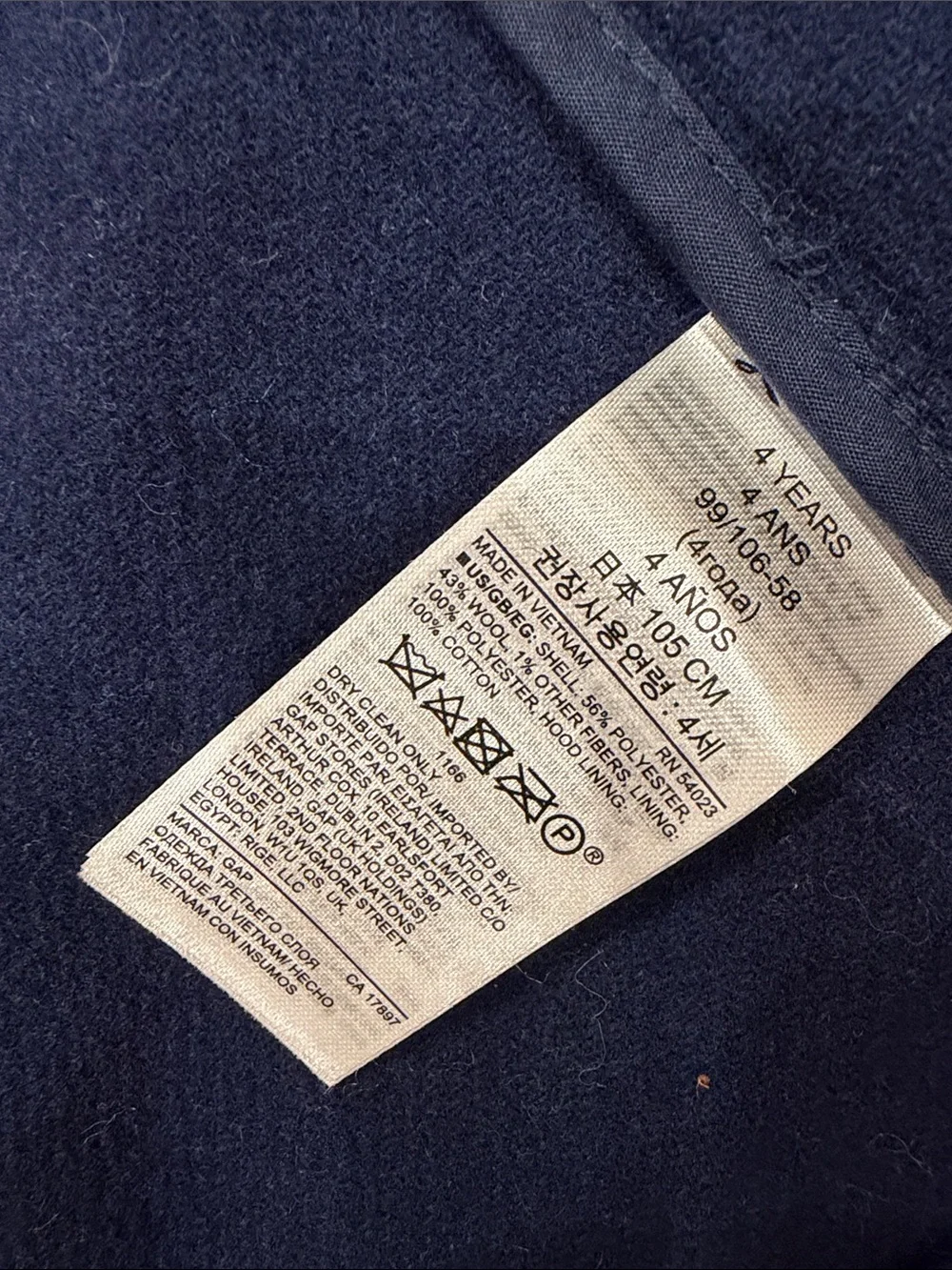Gap wool jacket size 4 Years